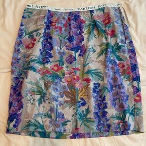 Floral, linen/rayon skirt, size 12